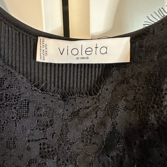 Violeta by MNG Black XXL Lace Blouse Tank 2x - Picture 4 of 8